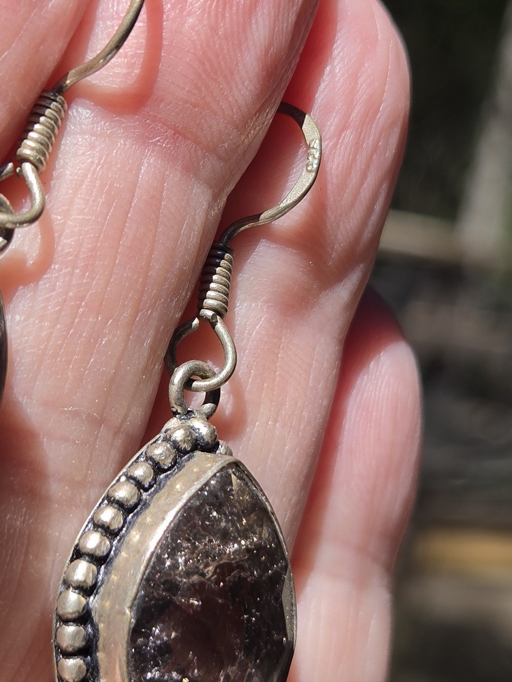 Smoley Quartz Large 18k Sterling Bohemian Earrings - Picture 9 of 10